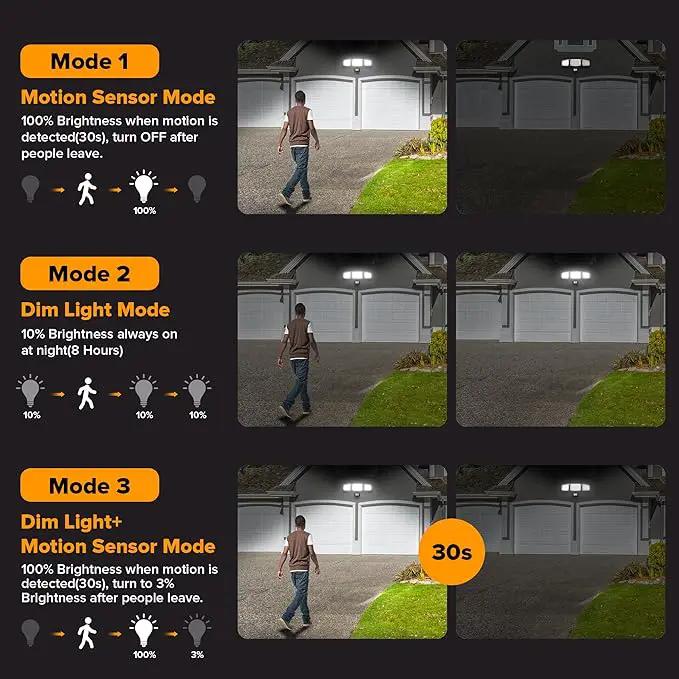 UME Solar Outdoor Lights 302 LED 3000LM, IP65 Waterproof Motion Sensor Outdoor Lights, 3 Heads Solar Security Flood Lights 270 Wide Lighting Angle with 3 Modes for Garden Patio Yard by GreenHaven Gardens