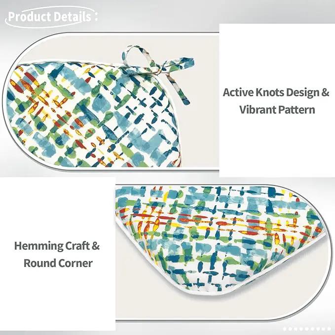 Indoor/Outdoor Chair Cushions 16x17 Inch, Patio Chair Cushions with Ties, All Weather Seat Cushions for Patio Furniture Home Garden Chair Use, Set of 2,Acapa Opal Geometric by GreenHaven Gardens