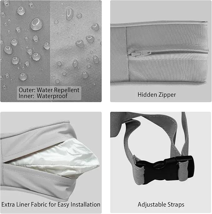 Outdoor Deep Seat Cushion Set 19" x 19", Water Repellent & Fade Resistant Cushion for Patio Furniture, Back & Seat Cushion with Removable Covers for Sofa, Couch, Light Grey by GreenHaven Gardens