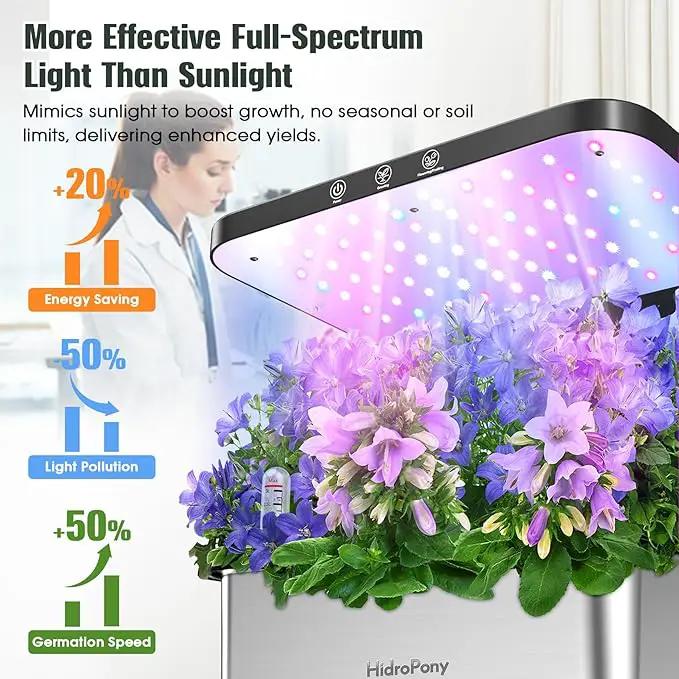 Hydroponics Growing System Indoor Garden - Herb Garden with Grow Light, 15 Pods Stainless Steel Indoor Garden Kit, Auto Timer, Gardening Gift for All Ages by GreenHaven Gardens