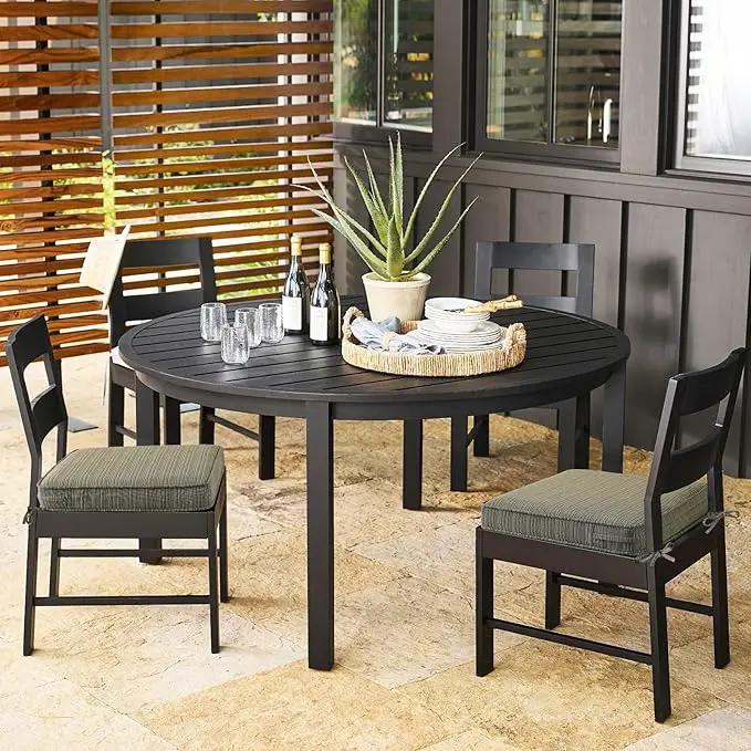 Outdoor Square Corner Seat Cushion, 19"x19"x3", Set of 4, Non Slip Seat Cushion Pads with Removable Cover for Patio Furniture, Garden Yard Lawn, Dark Black Tan Stripe by GreenHaven Gardens