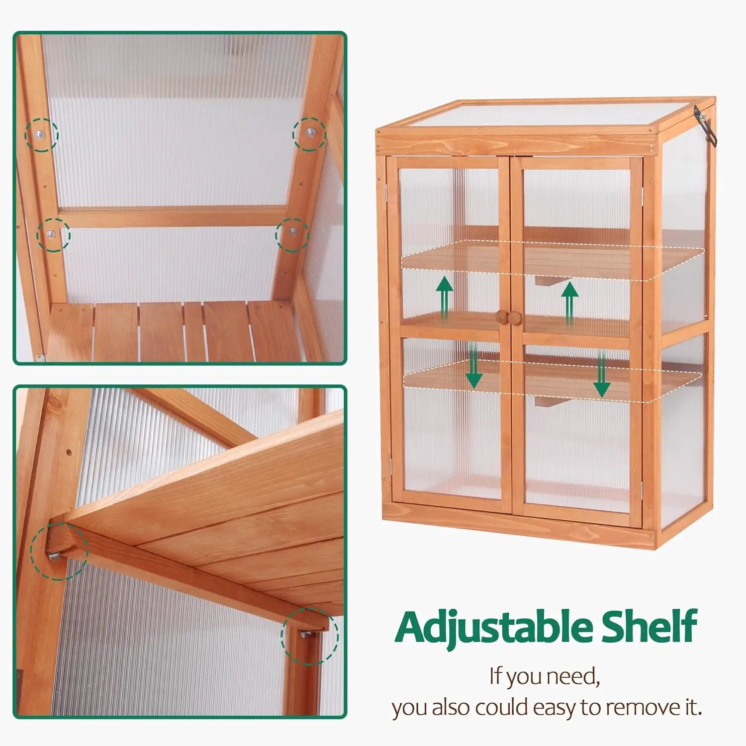 MCombo Wooden Cold Frame Greenhouse, Raised Flower Planter Shelf Protection for Outdoor Indoor Use, 0760 (Orange) by GreenHaven Gardens