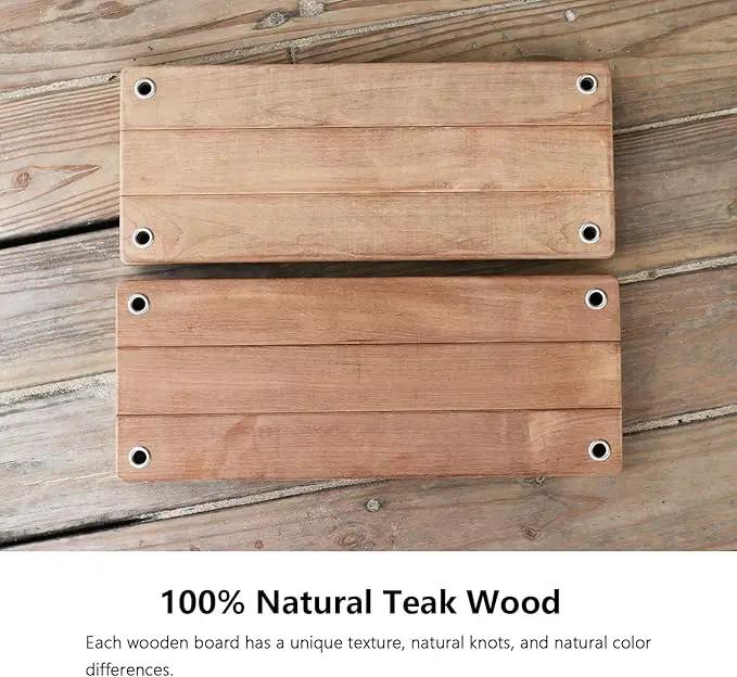 Teak Wood Swing 18.6"x7.6" - Outdoor Wooden Tree Swing Seat for Adults & Kids, Backyard Wood Swings with Height Adjustable Design by GreenHaven Gardens
