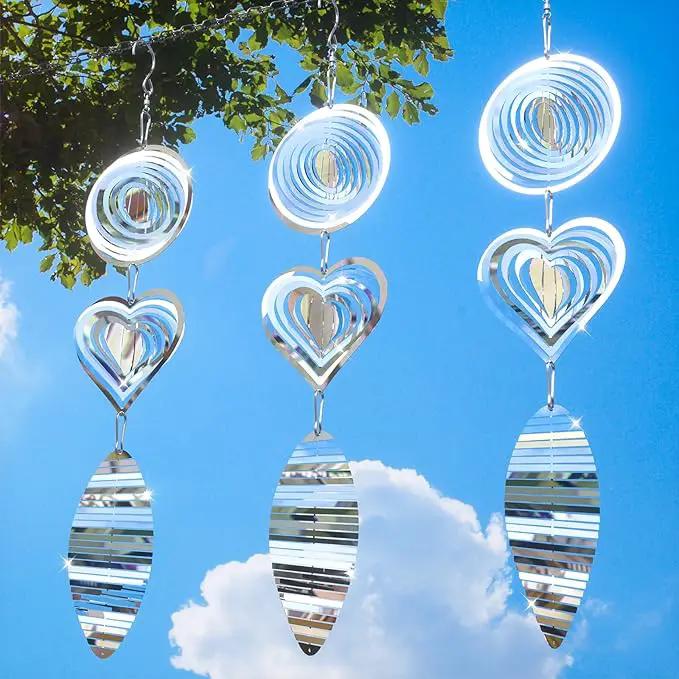 Bird Deterrents for Outside, Reflective 3D Stainless Steel Wind Spinners, Garden Decor, Bird Scare Devices to Keep Woodpeckers, Pigeons Away from Your House, Patio, Orchards by GreenHaven Gardens