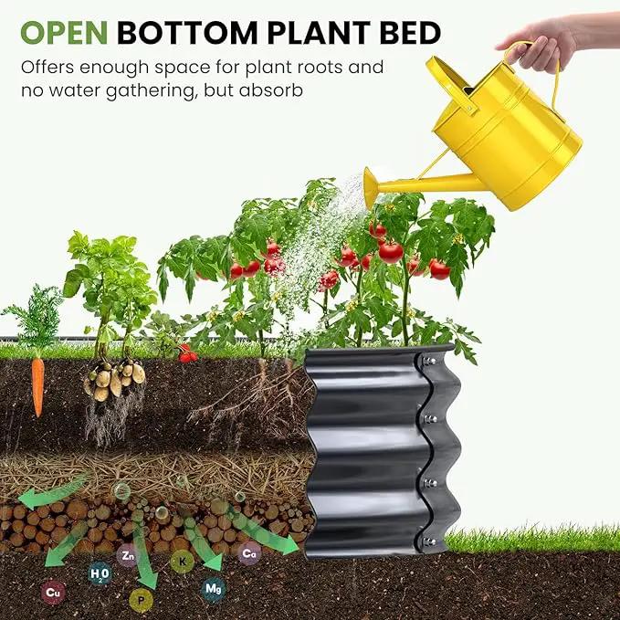 Round 4x4x1 FT Galvanized Raised Garden Bed Kit, Large Metal Planter Box for Outdoor Gardening, Garden Bed for Vegetables Flower Herb(Midnight Gray) by GreenHaven Gardens