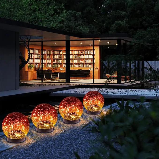 Solar Globe Lights Outdoor Waterproof-Solar Balls-Solar Garden Lights-Solar Orbs for Outside 4 Pack Cracked Glass Ball for Lawn Patio Yard Backyard Decorations, DS-XBQ-1-1-1 by GreenHaven Gardens