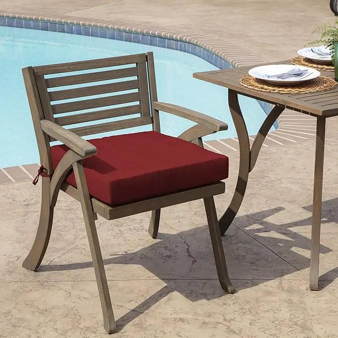 Arden Seat Cushion, 21 x 21, Rain-Proof, Fade Resistant, Cushion for Patio Dining, Adirondack, and Outdoor Chairs Ruby Red Leala by GreenHaven Gardens