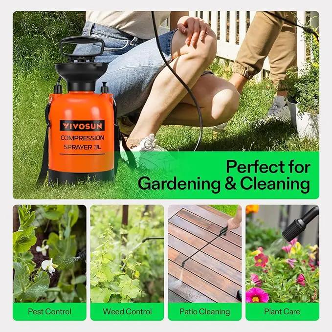 VIVOSUN 0.8-Gallon Pump Pressure Sprayer, Pressurized Lawn & Garden Water Spray Bottle with Adjustable Shoulder Strap, for Spraying Plants, Garden Watering and Household Cleaning by GreenHaven Gardens