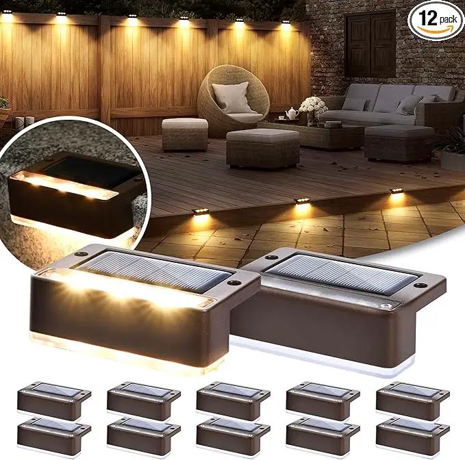 SOLPEX Solar Fence Lights, 6 LEDs Solar Lights Outdoor Waterproof Solar Powered for Deck, Stair, Front Porch, Balcony, Walkway, Garden, Yard, Patio, Pool Decor, IP65 Waterproof (12 Pack, Warm White) by GreenHaven Gardens