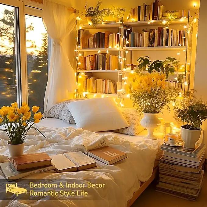 JMEXSUSS 200 LED String Lights Indoor Outdoor Clear Wire, Connectable Warm White Christmas String Lights for Bedroom, 66 Ft Twinkle Fairy String Lights Plug in for Home Wedding Tree Yard Patio Spring by GreenHaven Gardens