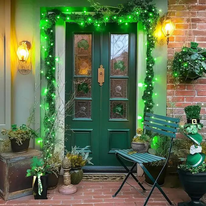 JMEXSUSS 2 Pack Green Solar Fairy Lights, Each 33ft 100 LED Green Solar Lights Outdoor, Waterproof St Patricks Day String Lights for Outside Patio Garden Party Tree Decorations by GreenHaven Gardens