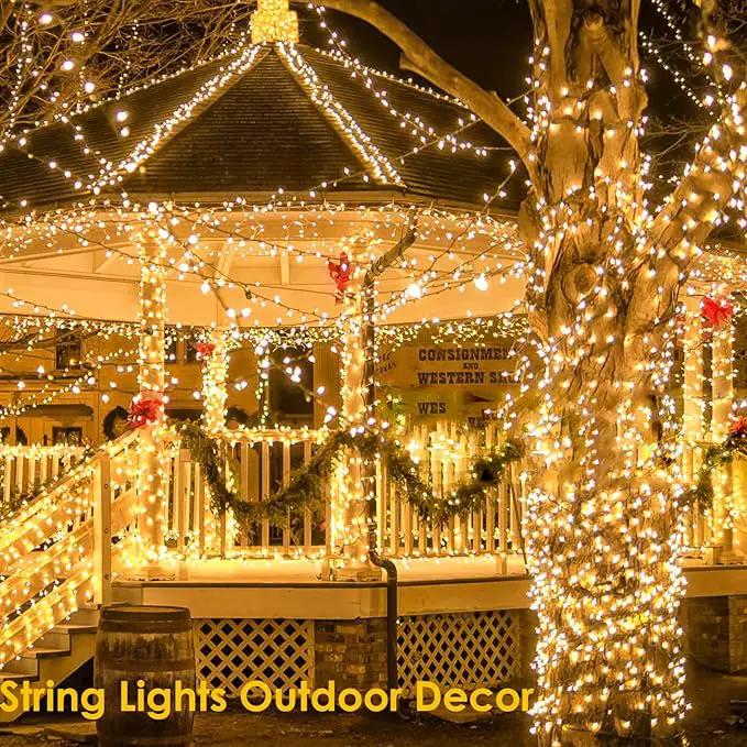 SANJICHA 2-Pack 66FT 200 LED Christmas Lights, Extendable Christmas Tree Light with Timer & Memory Function, Waterproof Green Wire Outdoor String Lights Indoor with 8 Lighting Modes (Warm White) by GreenHaven Gardens