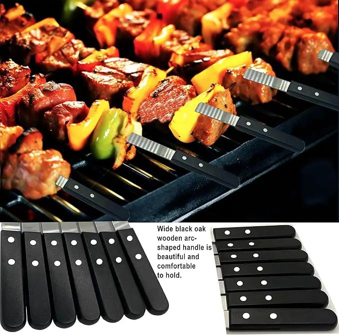 23.6 Inch Long Kabob Skewers, 0.91 Inch Wide, Stainless Steel with Black Wood Handle, 7 Pack by GreenHaven Gardens