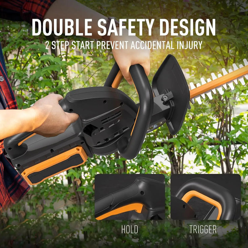 40V 21.6" Battery Hedge Trimmer, 0.7" Cutting Diameter Cordless Hedge Trimmer, Dual Action Blade Power Hedge Trimmers, Electric Hedge Trimmer with Battery & Charger Included by GreenHaven Gardens