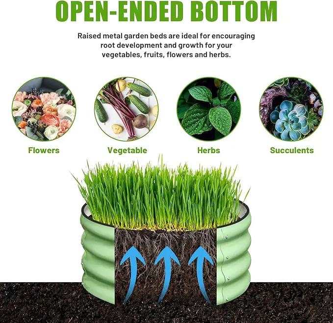 SnugNiture 3 Pcs 2x2x1ft Round Galvanized Raised Garden Bed Kit Outdoor, Metal Planter Box for Planting Plants Vegetables, Green by GreenHaven Gardens