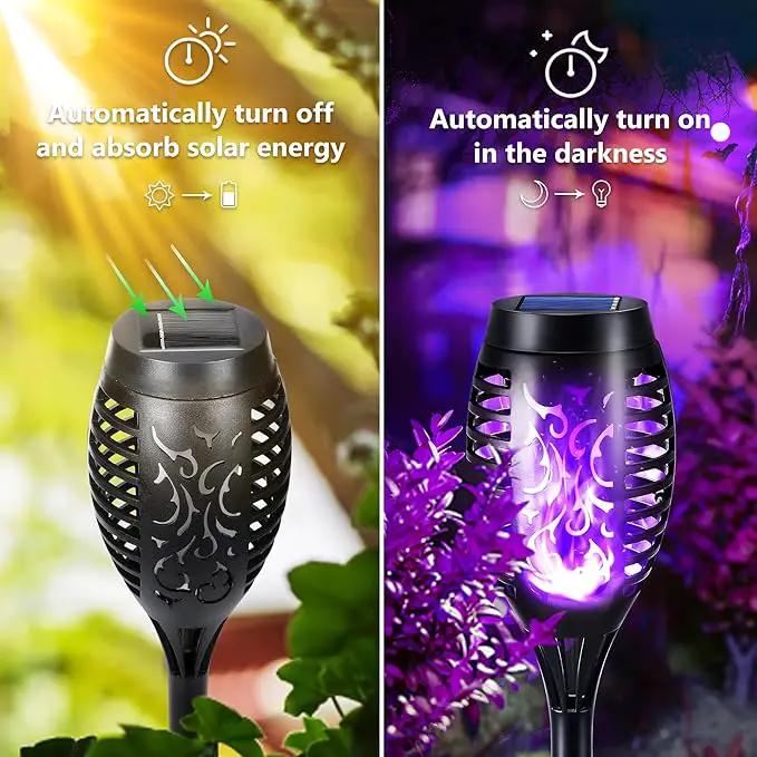 Toodour Solar Torch Flame Lights, 12 Pack Outdoor Flickering Flame Waterproof Pathway Lights Landscape Decoration for Garden, Lawn, Yard - Purple by GreenHaven Gardens