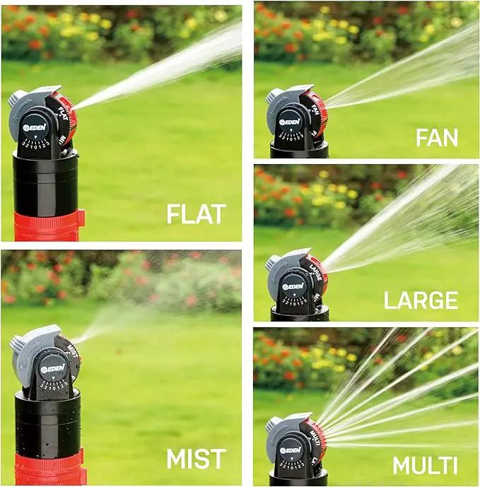 Eden 94143 Multi-Pattern Sprinkler Plus Misting System with Metal Sprike Set; Gear Drive, Heavy Duty, Gardening Watering System, Garden&Lawns, 5 Pattern, Coverage up to 3737sq.ft by GreenHaven Gardens