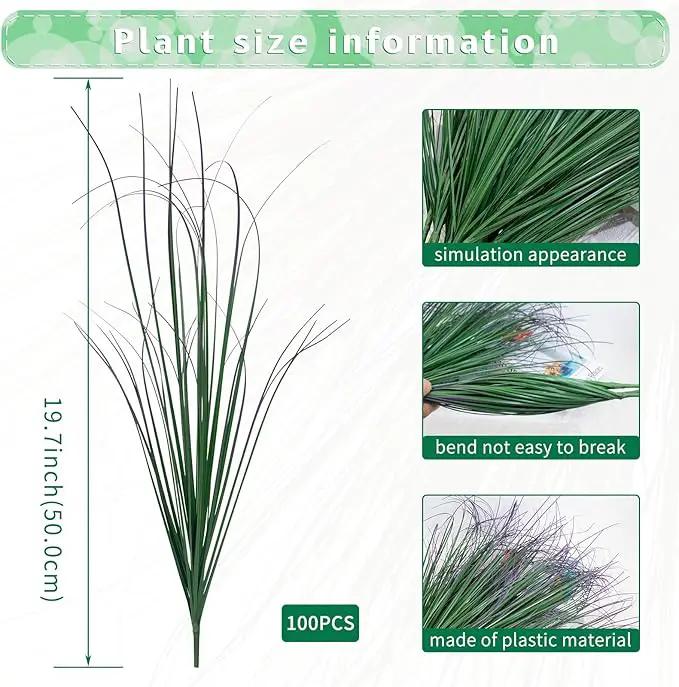 100Pcs Artificial Grass Plants, Faux Shrubs Wheat Grass, Artificial Tall Fake Plants for Outdoor Decor, Greenery Stems Weed for Room Indoor Home Decor（Green Purple Tail） by GreenHaven Gardens