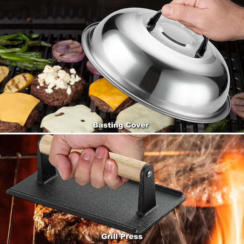 ROMANTICIST 19PCS Griddle Accessories Set - Flat Top Teppanyaki Spatula Set with Scraper, Basting Cover for Camp Chef- Home Cooking Griddle and Outdoor BBQ Gifts for Christmas by GreenHaven Gardens