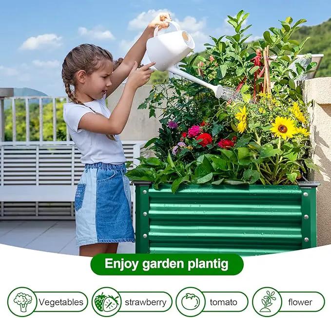 Land Guard Galvanized Large Metal Raised Garden Bed with Legs for Vegetables (Green) by GreenHaven Gardens