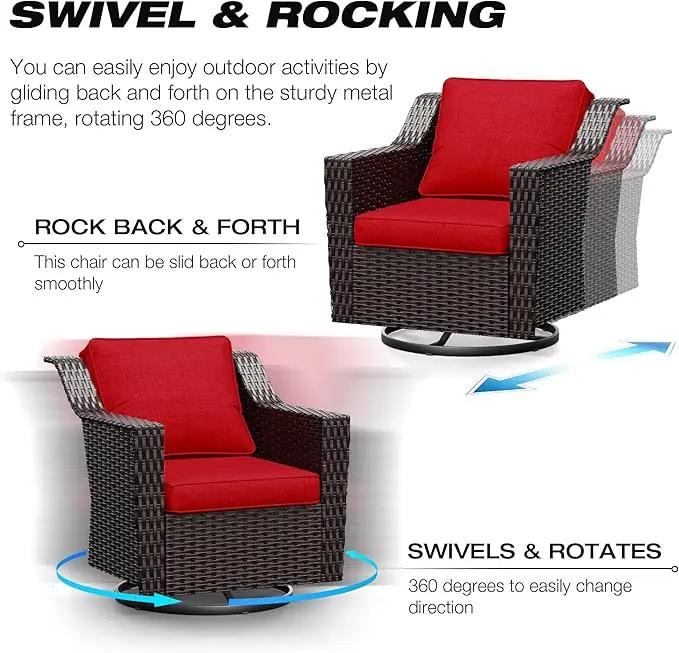 Joyside Outdoor Swivel Chair, Patio Swivel Chairs with Wide Armrest and Thick Cushions, Upgraded Large Size for Backyard, Garden, Poolside by GreenHaven Gardens