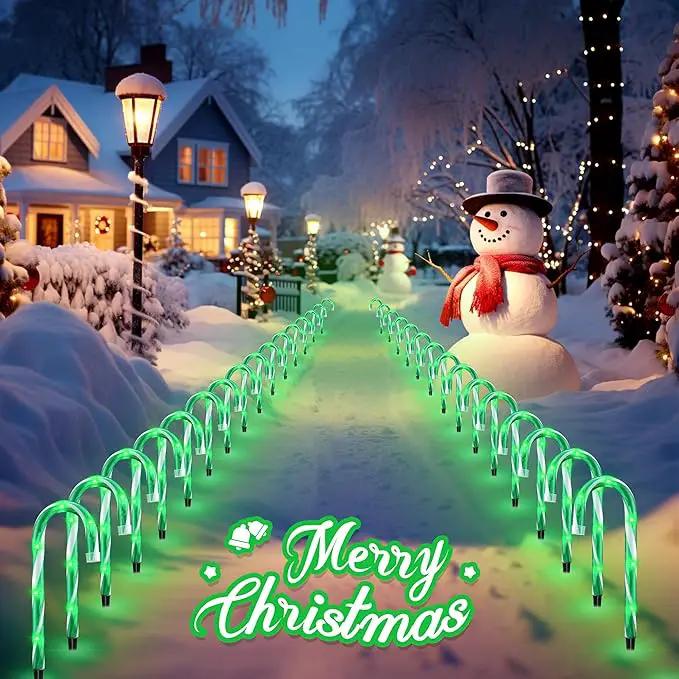 10" 10 Pack Christmas Candy Cane Lights, Candy Cane Lights with 10 Stakes for Walkway Patio Yard Patio Garden Festival Holiday Outdoor Indoor Landscape Path, Christmas Decorations Outside, Green by GreenHaven Gardens