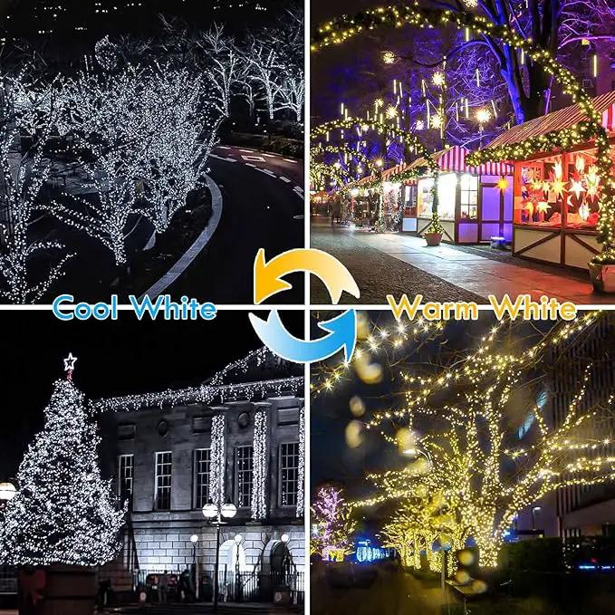 (Warm White ⇋ Cool White) Solar Christmas String Lights Outdoor, 2-Pack Total 80FT 200 LED Solar Twinkle Lights, Waterproof Copper Wire 8 Modes Solar Fairy Lights for Garden Tree Christmas Party Decor by GreenHaven Gardens