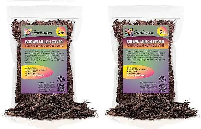 Brown Mulch - Retain Moisture and Suppress Weeds for a Thriving Landscape - 10 QUARTS by GreenHaven Gardens