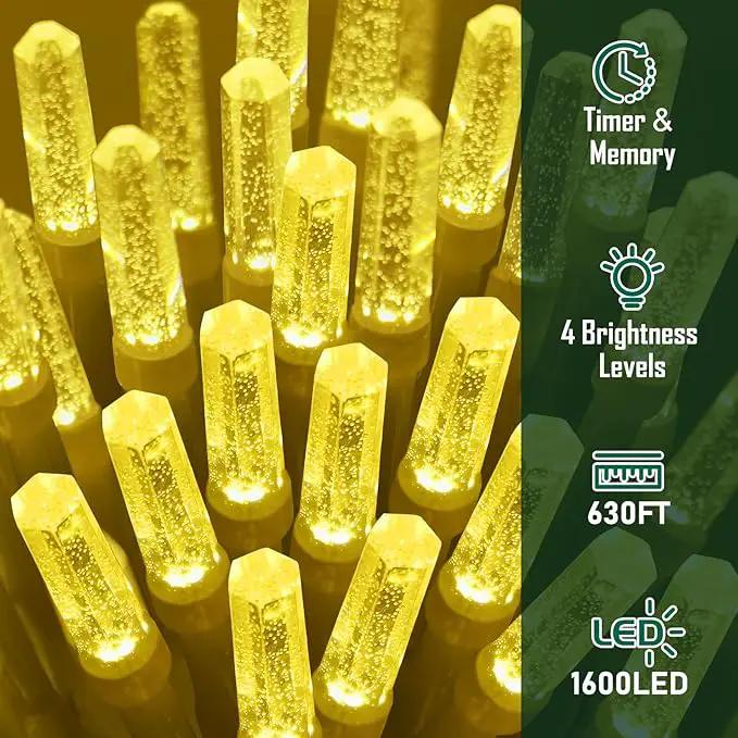 Heceltt 1600 LED 630 FT String Lights Outdoor, 8 Modes Warm White Christmas Lights Plug in, IP44 Waterproof Led String Lights with Timer and Memory for Xmas Holiday Wedding Decorations by GreenHaven Gardens