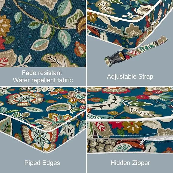 LVTXIII Patio Chair Cushions 22"x22"x3", Water-Repellent Outdoor Seat Cushions for Patio Furniture, Square Chair Pads with Ties for Home Garden Decoration, Set of 2, Peacock Blue by GreenHaven Gardens