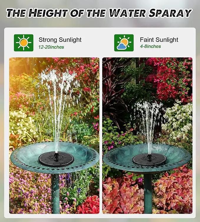 Solar Fountain Glass Panel with 2200 mah Battery, 3.5W Floating Solar Water Fountain with 4 Fixed Rods, Solar Fountain Pump for Bird Bath, Garden, Pond, Pool, Outdoor-White Lights by GreenHaven Gardens