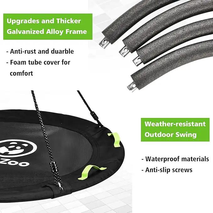 Tree Swing, Saucer Flying Swing 40 Inch for Kids, 900lbs Weight Capacity, with Adjustable Hanging Straps, Swing Sets for Backyard, for Indoor and Outdoor Playground, Black by GreenHaven Gardens