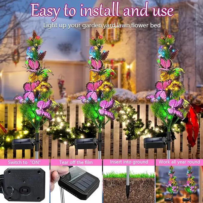 Solar Garden Lights Outdoor Waterproof Butterfly Stake Lights, 4 Pack Solar Lights Gifts for Mom Women Holiday Yard Front Porch Pathway Graveyard Cemetery Garden Patio Decor by GreenHaven Gardens