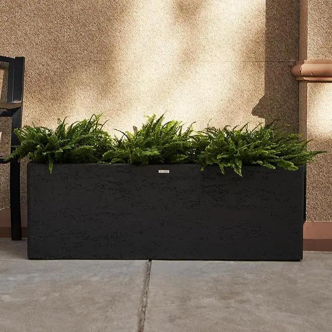 42 Inch Rectangular Concrete Planter（42Lx14Wx15H，58 Pounds）,Durable All-Weather Use with Drainage Holes,Large Rectangular Planter for Outdoor Indoor Plants by GreenHaven Gardens