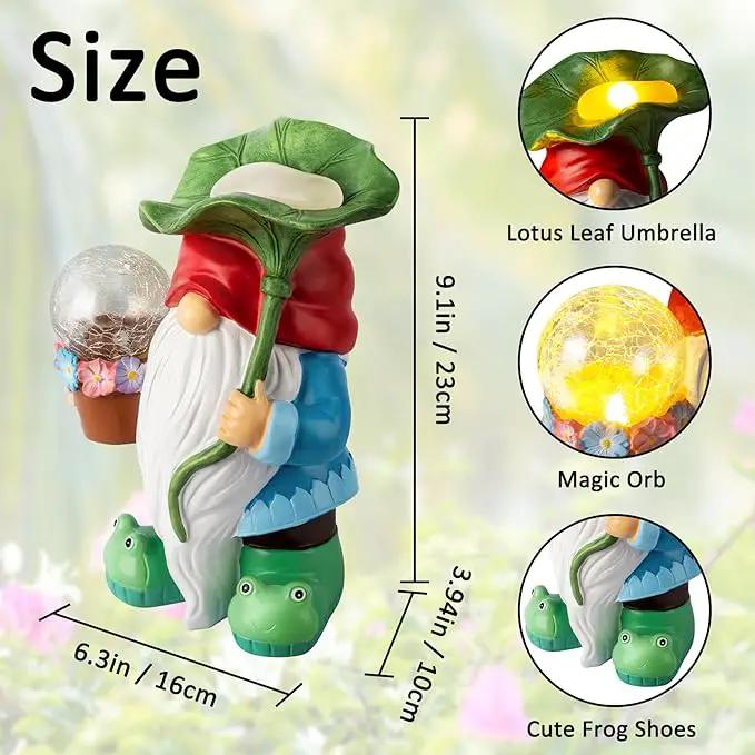 Garden Gnome Decor, Solar Gnomes Decorations Outdoor Gnome Statue Figurine with Solar LED Lights for Outside Lawn Patio Yard Gifts for Mom/Grandma/Birthday by GreenHaven Gardens
