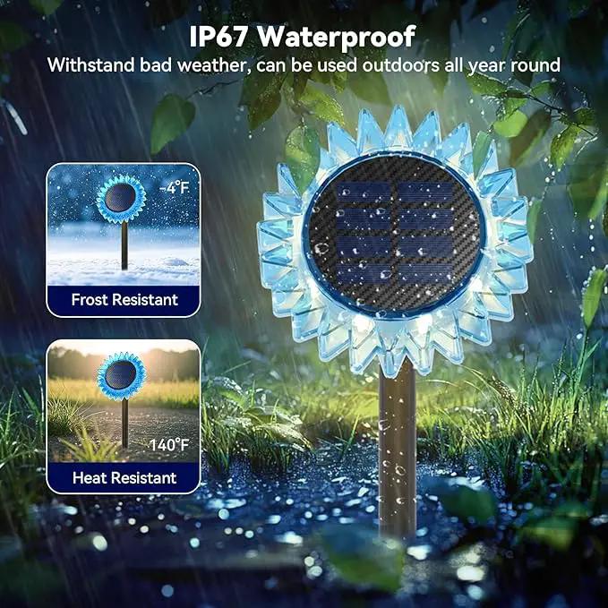 Hogni 6PK Solar Garden Lights, Ground Stake/Hang 2 in 1 Solar Sunflowers Outdoor Waterproof IP67, Outdoor Decor for Pathway Walkway Landscape Backyard Fence Decoration by GreenHaven Gardens