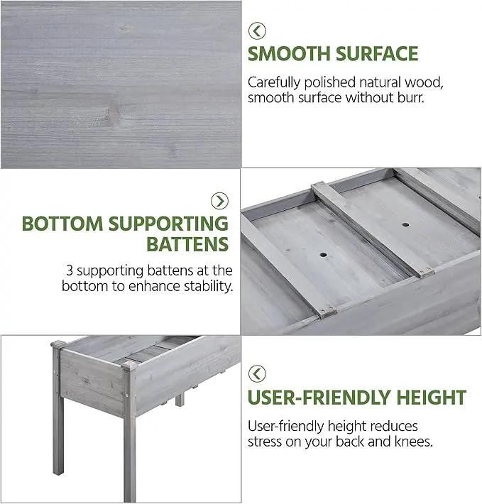 Yaheetech 1pc Raised Garden Bed Outdoor with Legs Horticulture Elevated Wood Planter Boxes w/Stable Rectangle Structure Standing Planter for Vegetables Flowers Herbs Planting,Gray by GreenHaven Gardens