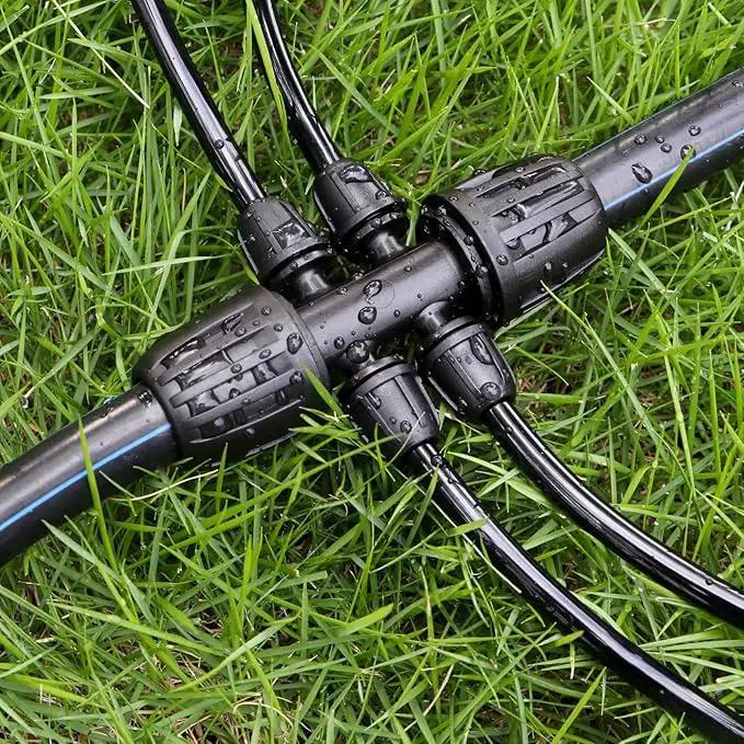 13 Pcs Drip Irrigation Fittings for 1/2 Inch Tubing (1/2" ID x 0.65" OD) to 1/4 Inch Irrigation Tubing, Locked Barbed 1/2" to 1/4" Reducing Tee Connector Drip Line Parts by GreenHaven Gardens