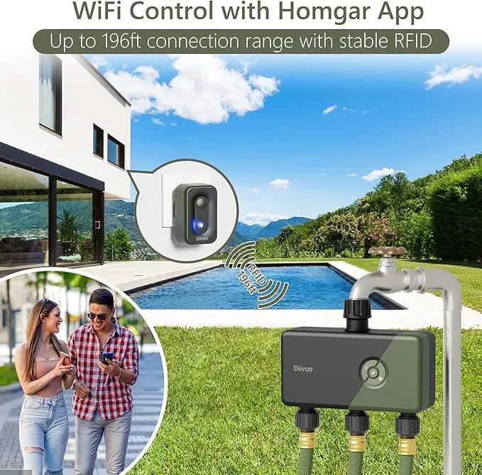 Diivoo Smart Water Timer 3 Zone, WiFi Sprinkler Hose Timer Compatible with Alexa and Google, Remote Control Irrigation Timer, Automatic Manual Watering, Rain Delay, for Garden, Lawns and Yards by GreenHaven Gardens