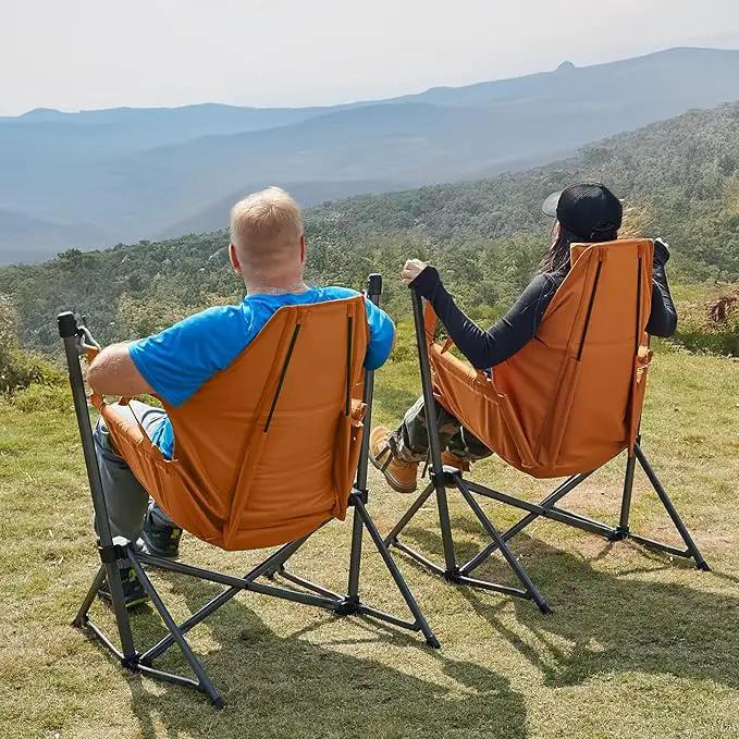 TIMBER RIDGE Hammock Camping Chair with Adjustable Backrest, Heavy Duty Folding Hammock Chair Supports 300lbs, Portable Hammock Chair for Camping, Travelling and Patio, Orange 2 Pack by GreenHaven Gardens