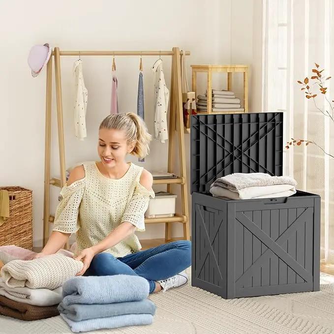 32 Gallon Resin Deck Box, Lockable Outdoor Storage Box for Patio Cushions Storage Furniture,Garden Tools, Pool Supplies, Weatherproof and UV Resistant（Black X） by GreenHaven Gardens