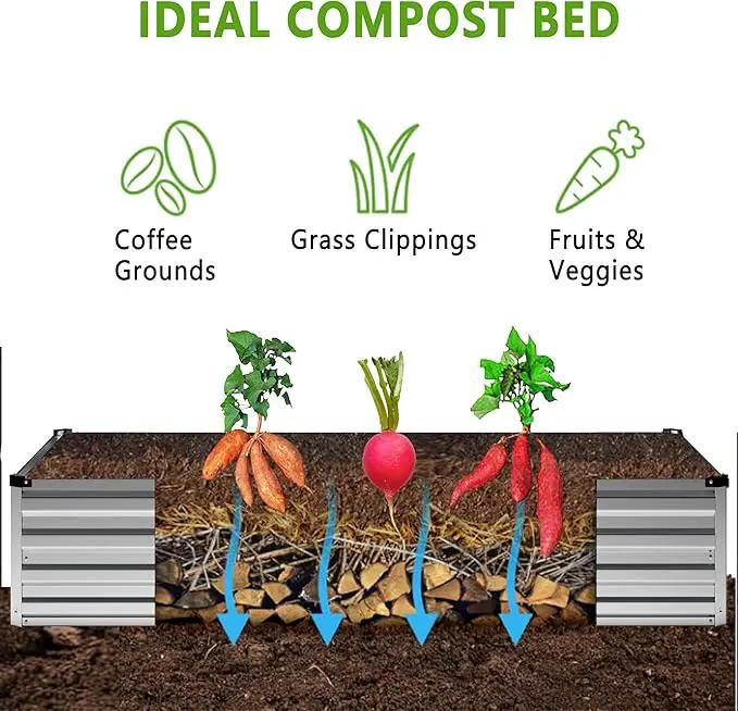 2PCS 8x4x1FT Galvanized Raised Garden Bed Kit,Vegetable Boxes-Rectangle Metal Flower Box,Large Planter Raised Beds Outdoor Garden for Planting,Fruit,Herb-Sliver by GreenHaven Gardens