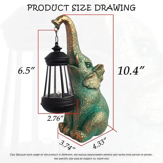 JOYBEE Garden Statues Elephant with Solar Lantern Outdoor Decor-Elephant Solar Figurines Lights Decorations for Patio Yard Lawn Ornaments-Gifts for Birthday Easter Housewarming by GreenHaven Gardens
