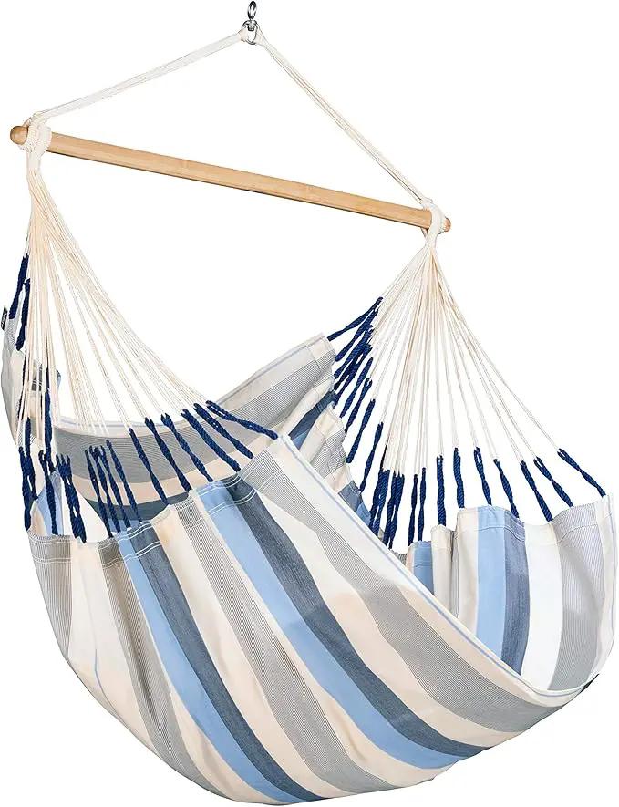 LA SIESTA® Large Comfort Domingo Hammock Chair Swing & Tree Mount Kit - Suspension Kit for Trees Beams Posts - Weatherproof, Outdoor Indoor Hammock Swing - Hanging Chair for Bedroom Patio - Sea Salt by GreenHaven Gardens
