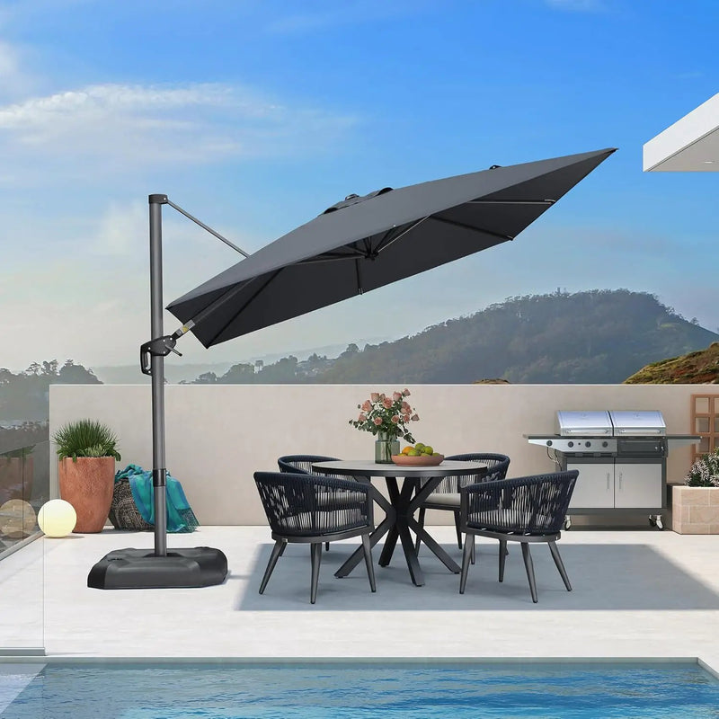 PURPLE LEAF 9 Feet Patio Umbrella Outdoor Cantilever Square Umbrella Aluminum Offset Umbrella with 360-degree Rotation for Garden Deck Pool Patio, Grey by GreenHaven Gardens