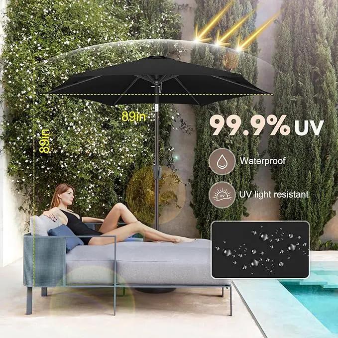 7.5" Outdoor Patio Umbrella - Table Umbrella Waterprool UV Protection, Sombrillas de Patio with Push Button Tilt&Crank, Sun Umbrella for Pool, Porch, Garden, Deck, Backyard(Black) by GreenHaven Gardens