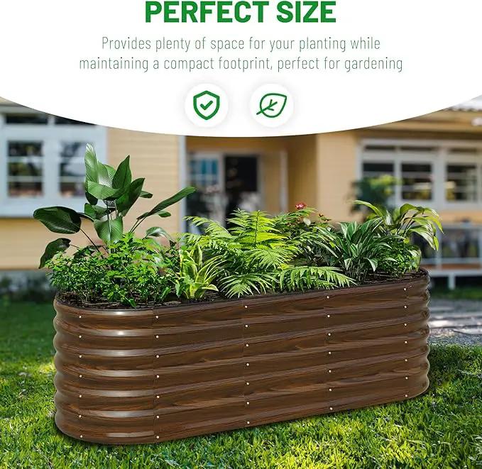 SnugNiture Galvanized Steel Raised Garden Bed, 6x2x2 ft, Outdoor Oval Deep Root Planter Box for Growing Vegetables, Flowers and Fruits by GreenHaven Gardens