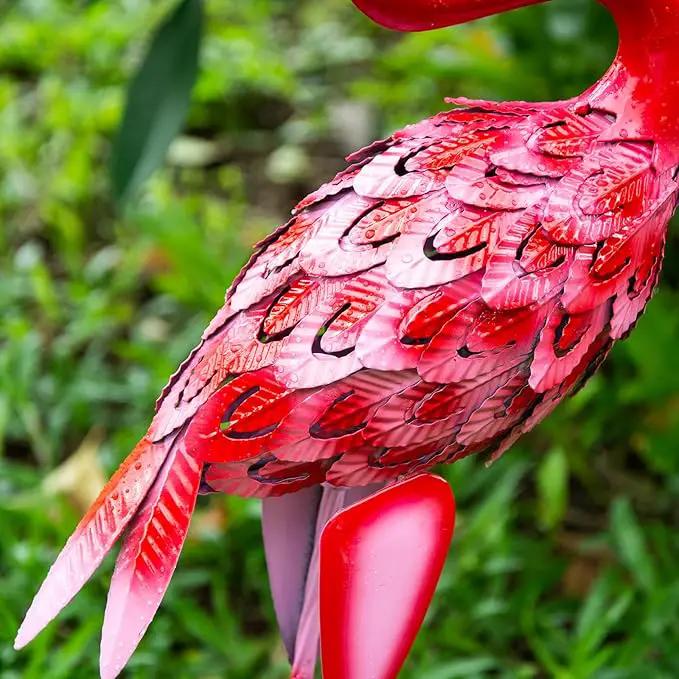 XONOR Metal Flamingo Garden Statues Red Flamingo Yard Art Outdoor Sculptures for Home Patio Lawn Backyard Décor, Set of 2 by GreenHaven Gardens