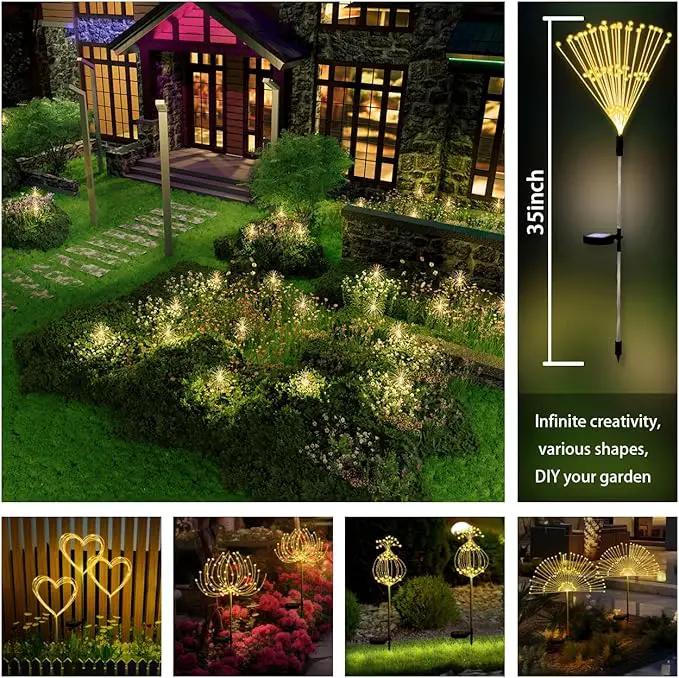 Honche Solar Garden Lights, 2 Pack Decorative Solar Outdoor Lights Weatherproof IP65 8 Lighting Modes Firework Lights for Garden Patio Counrtyards Pathway Parties (WarmWhite-8LightingMode-Oval) by GreenHaven Gardens