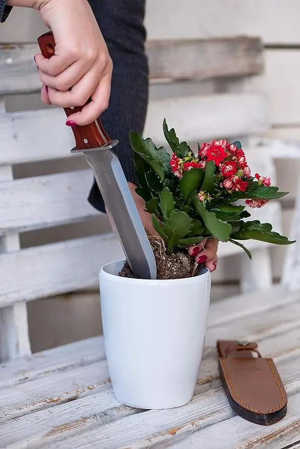 Hori Hori Knife - Landscaping, Digging, Weeding, Cutting, Planting Gardening Tool With Leather Sheath, Stainless Steel Blade and Sharpening Stone by GreenHaven Gardens